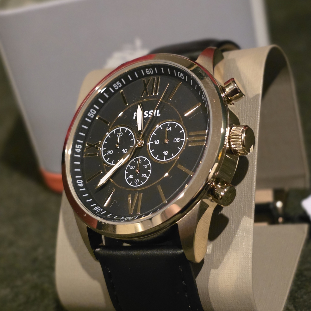 Fossil Black and Gold Chronograph Watch